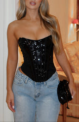 Ebony Electra Sequin Corset Top