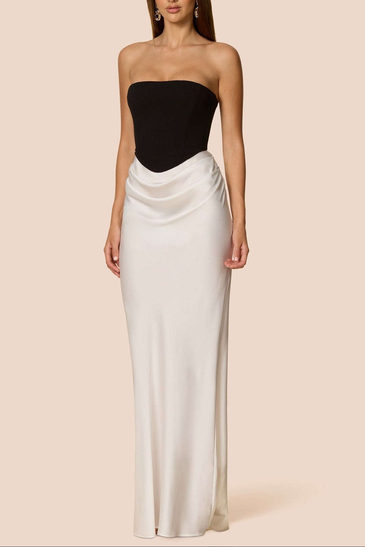 Mary Angela Maxi Gown in Black&White
