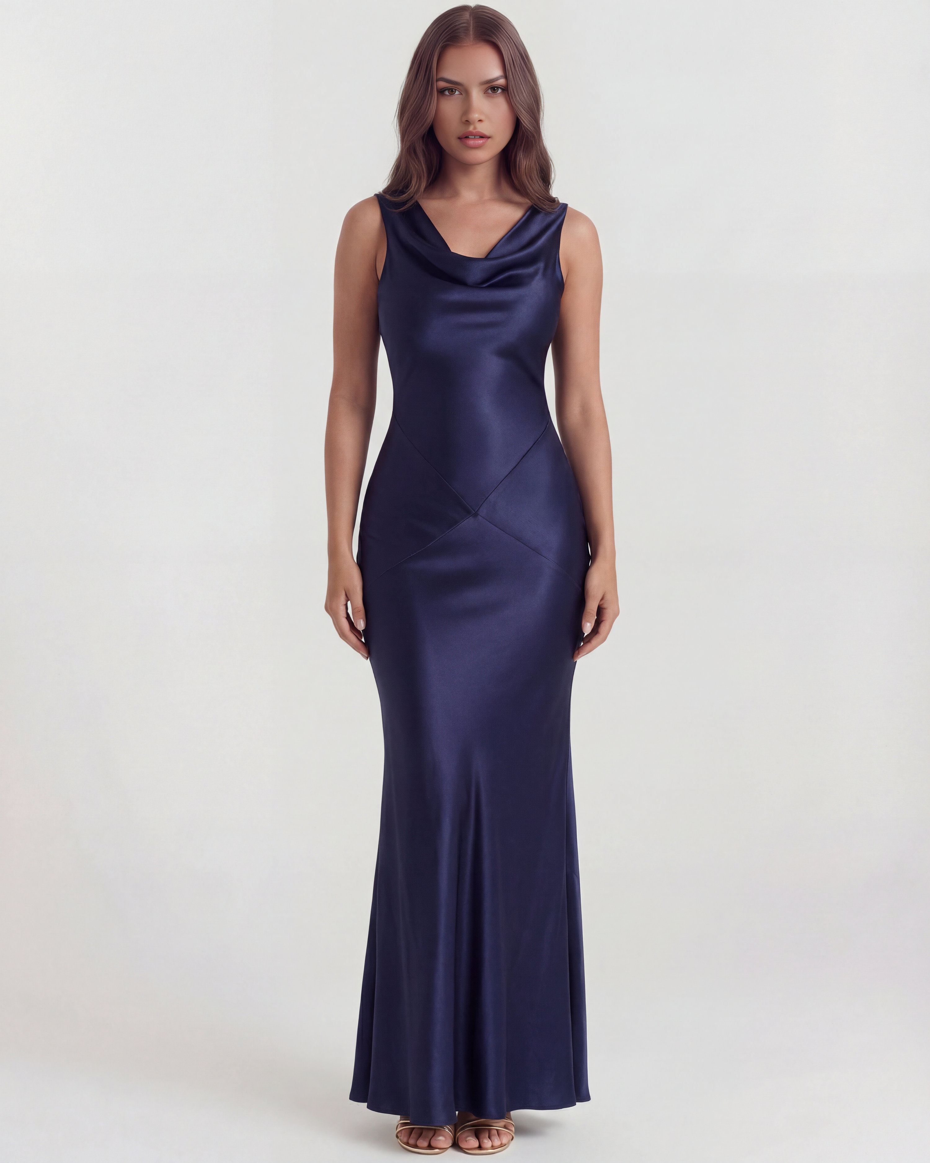 Draped Open Back, Cowl Neckline, Black-Tie Events