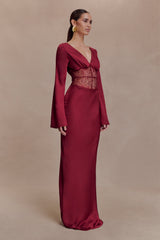 Anamaria Satin and Lace Maxi Dress