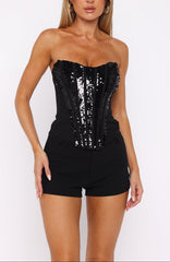 Ebony Electra Sequin Corset Top