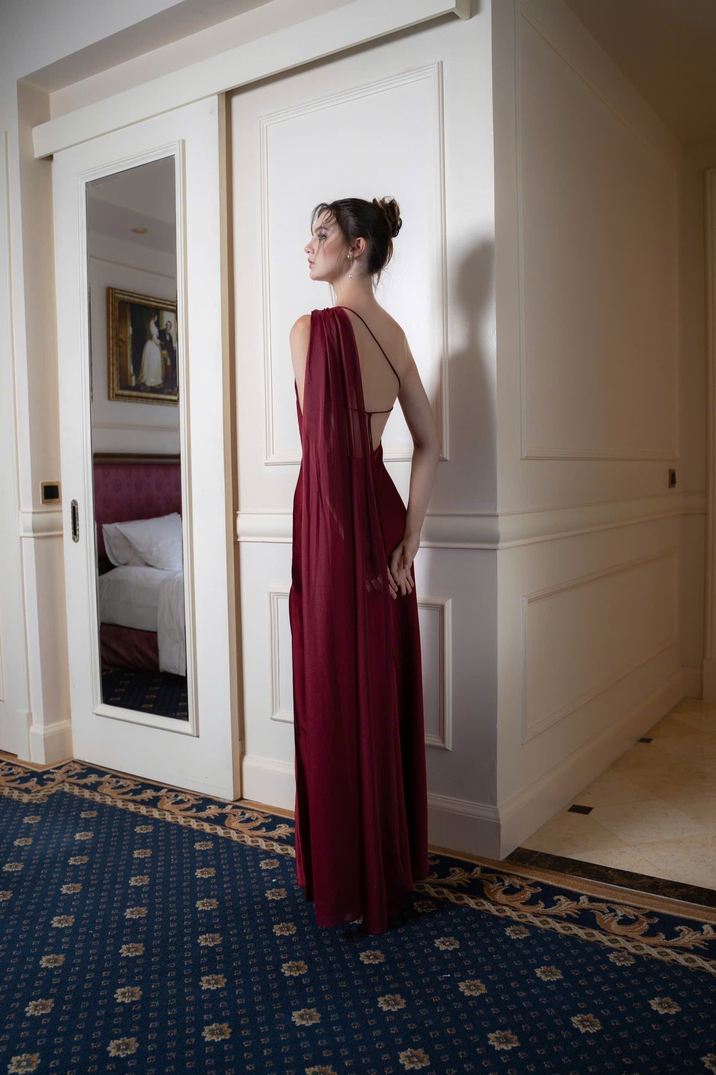Isis Satin Gown in Maroon