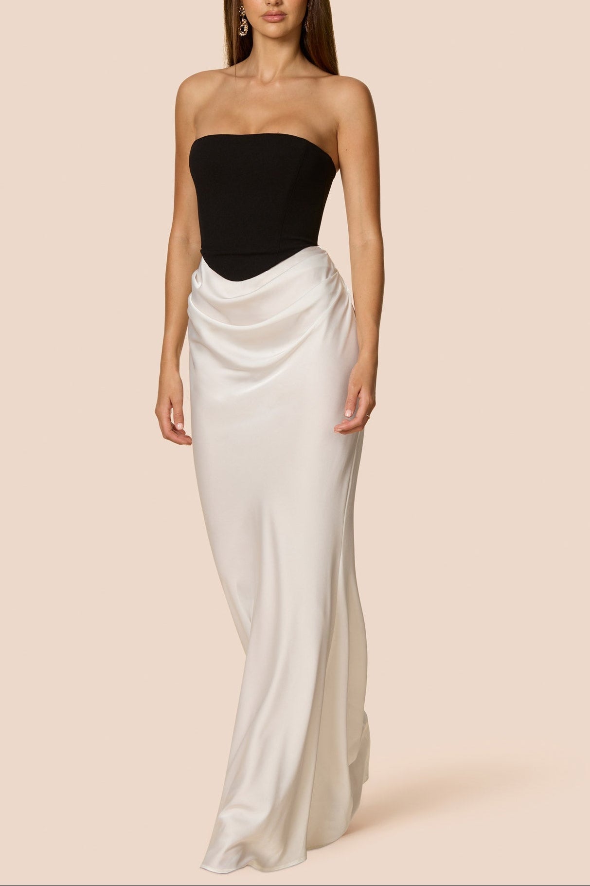 Mary Angela Maxi Gown in Black&White
