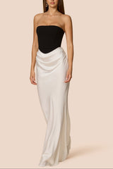 Mary Angela Maxi Gown in Black&White