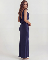 Draped Open Back, Cowl Neckline, Black-Tie Events