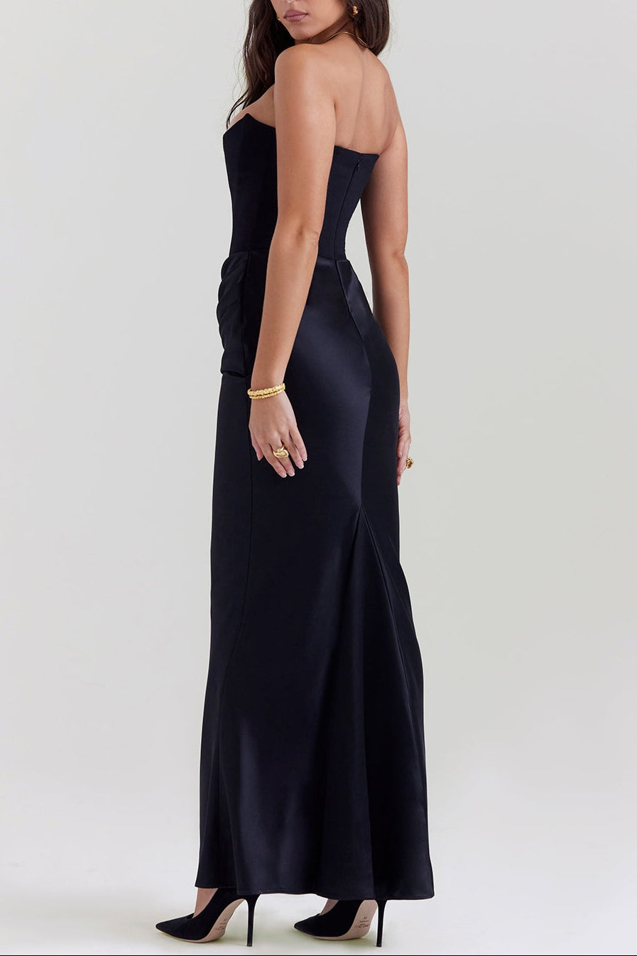 Midnight Siren Corset maxi Dress in Maroon