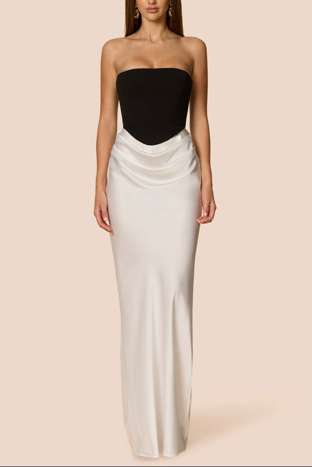 Mary Angela Maxi Gown in Black&White