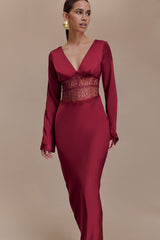 Anamaria Satin and Lace Maxi Dress
