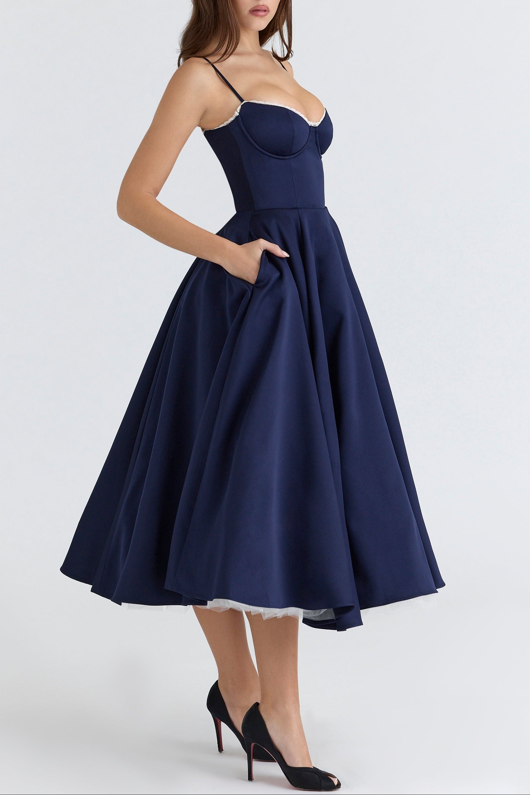 Molly Midi Dress in Navyblue