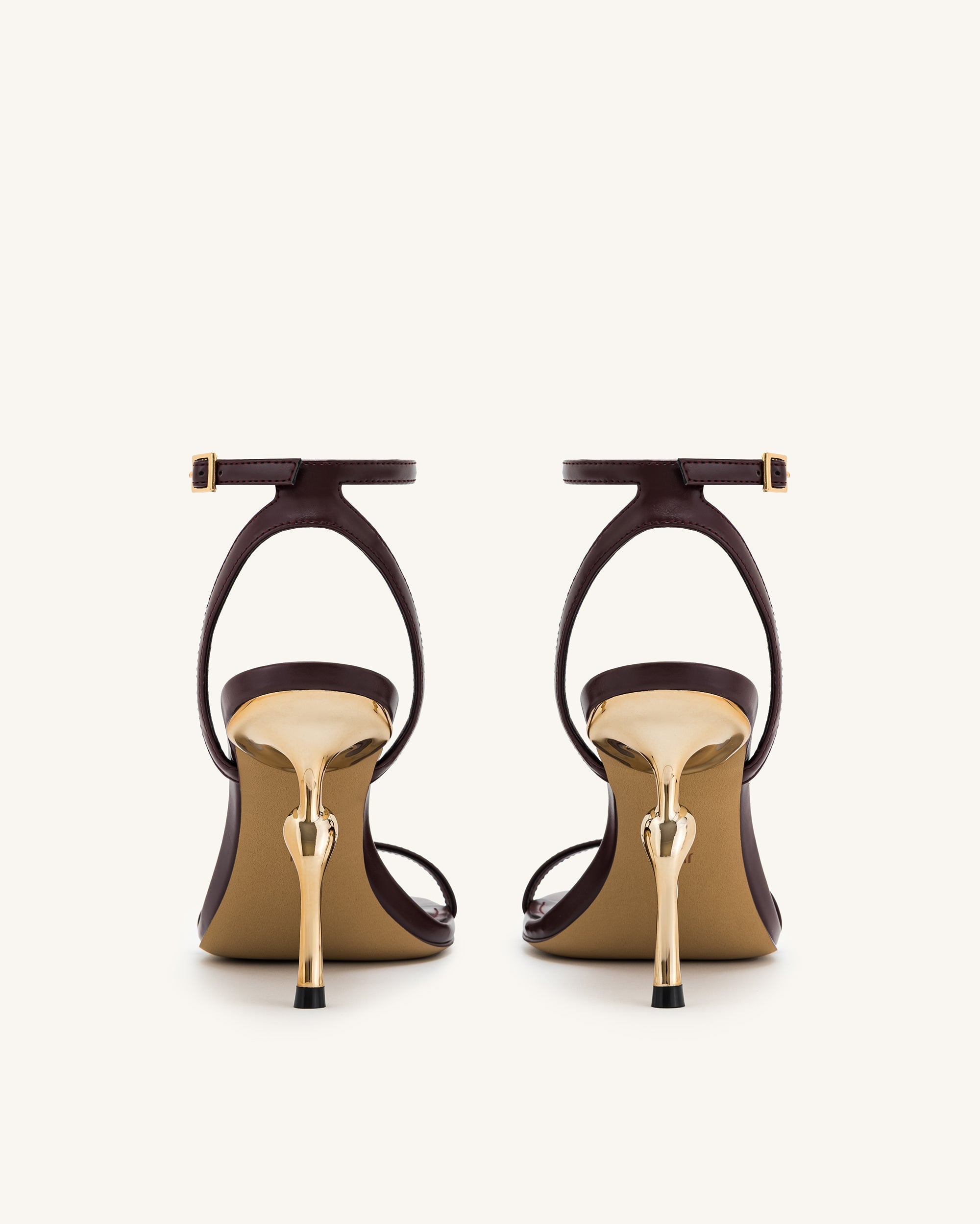 Alivia Strappy Elegant Mini Party Sandals - Claret Red
