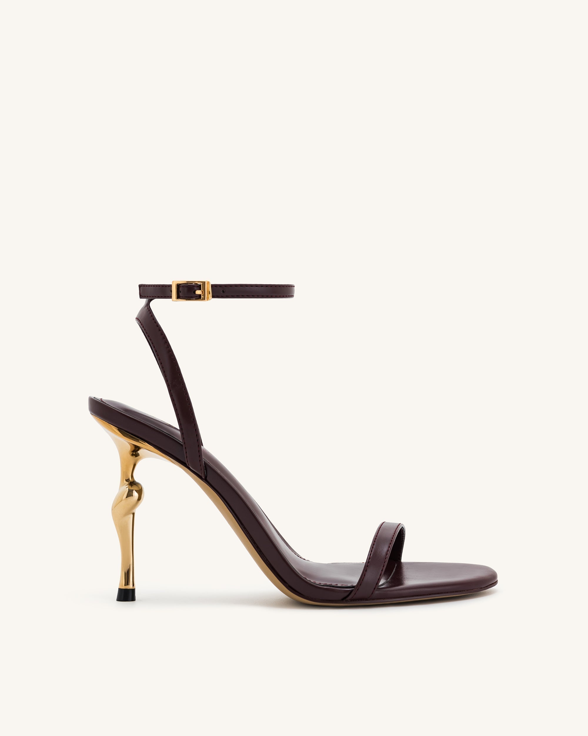 Alivia Strappy Elegant Mini Party Sandals - Claret Red