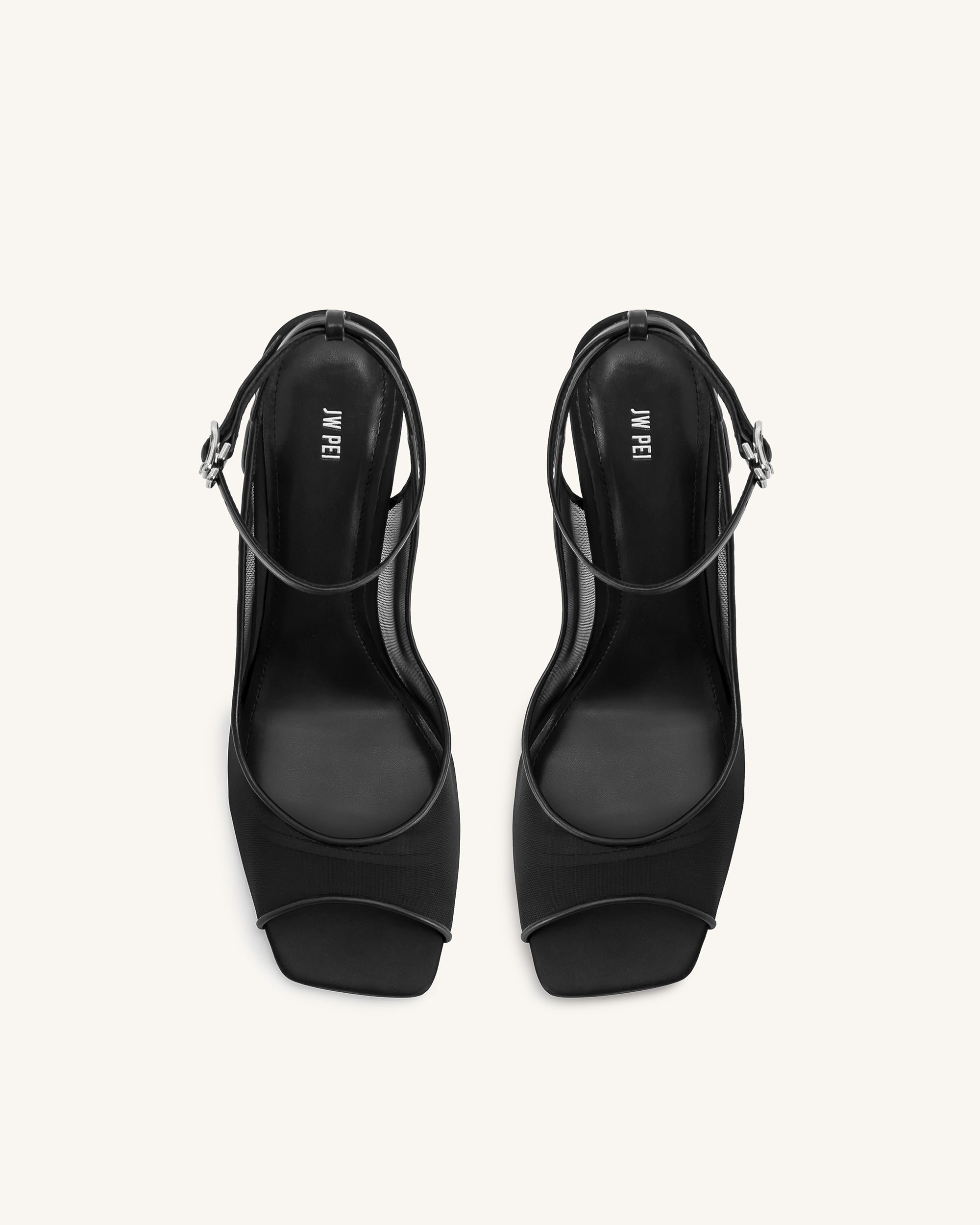Serenity Mesh Satin Summer Mini Sandals - Black