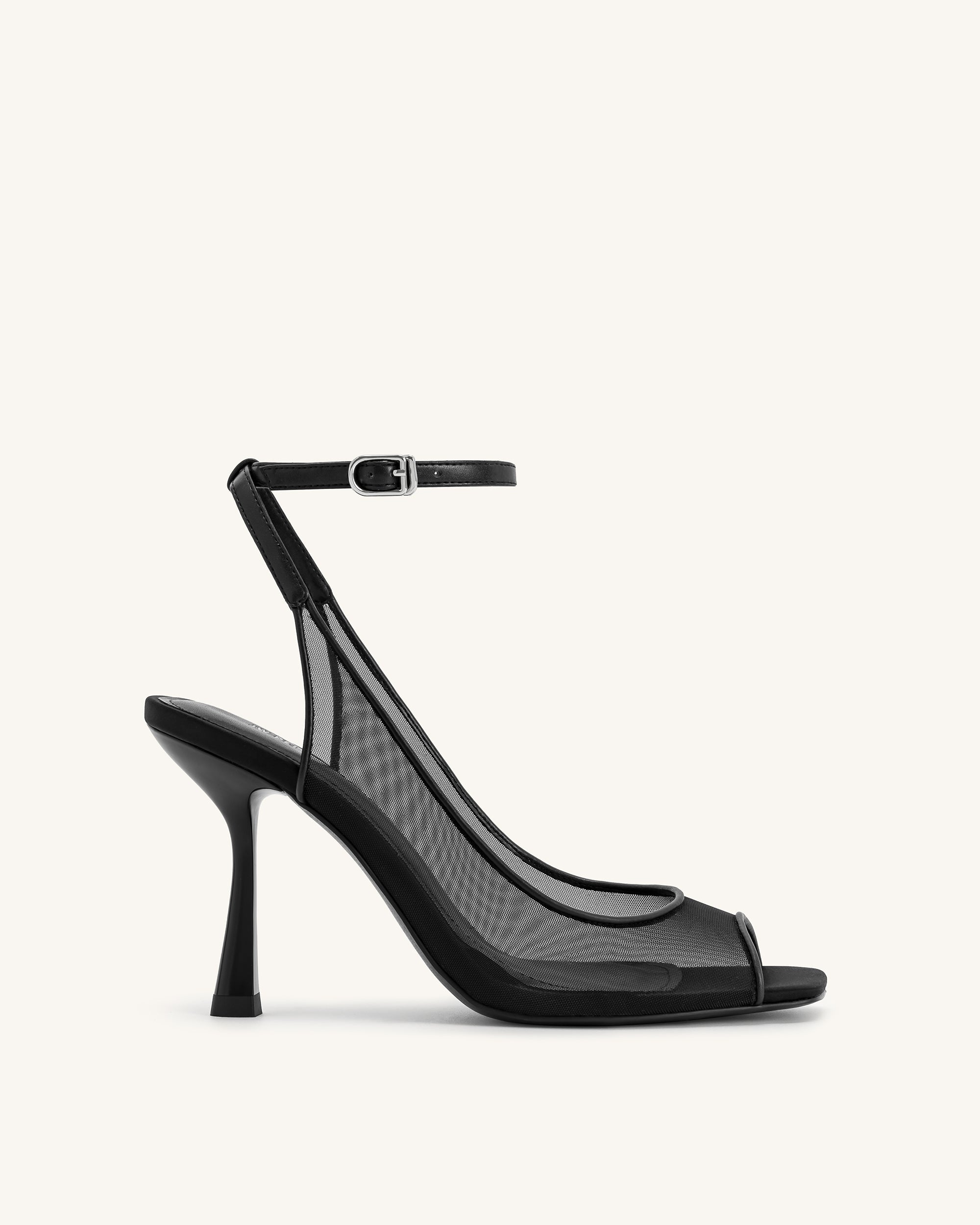 Serenity Mesh Satin Summer Mini Sandals - Black