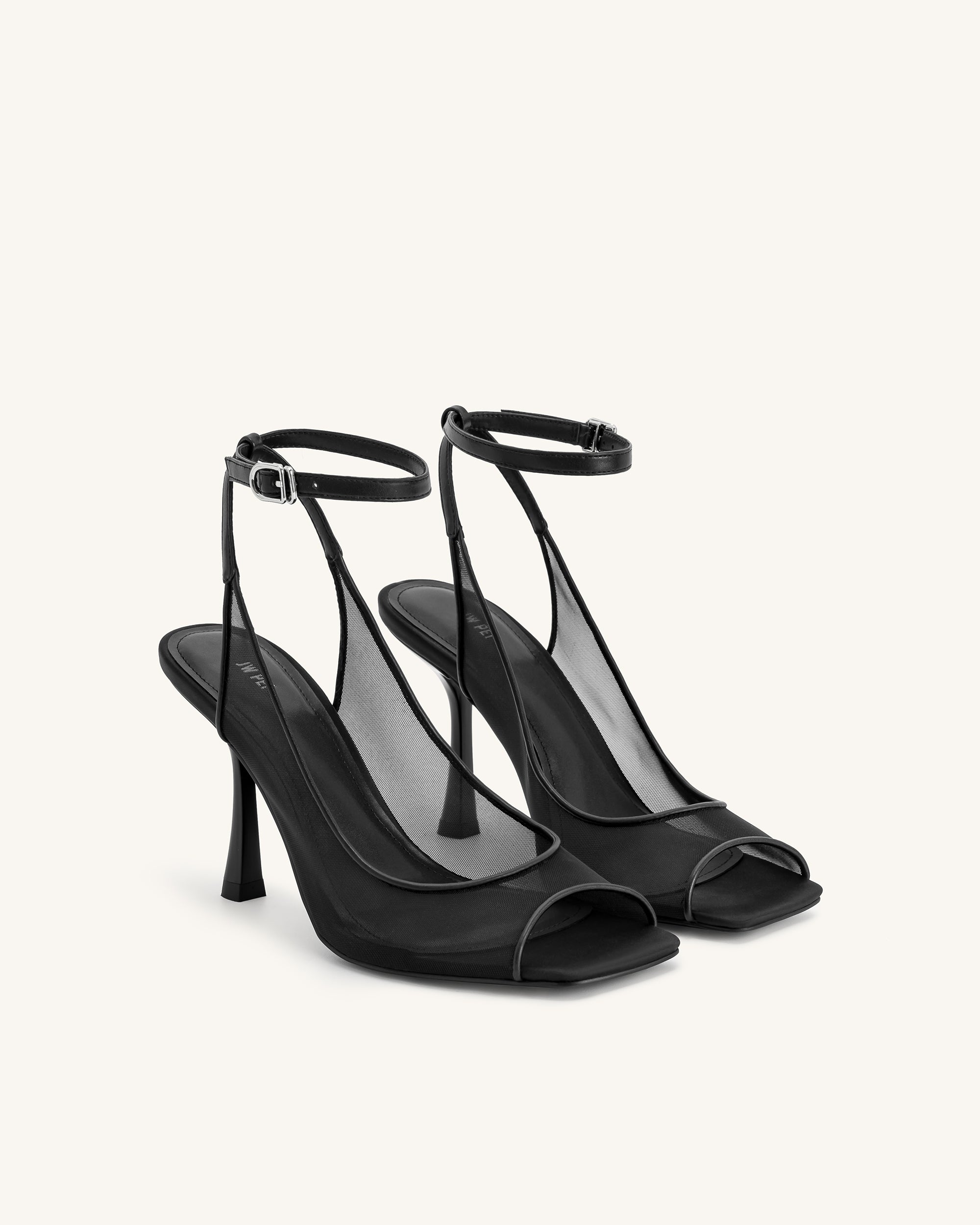 Serenity Mesh Satin Summer Mini Sandals - Black