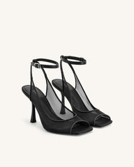 Serenity Mesh Satin Summer Mini Sandals - Black