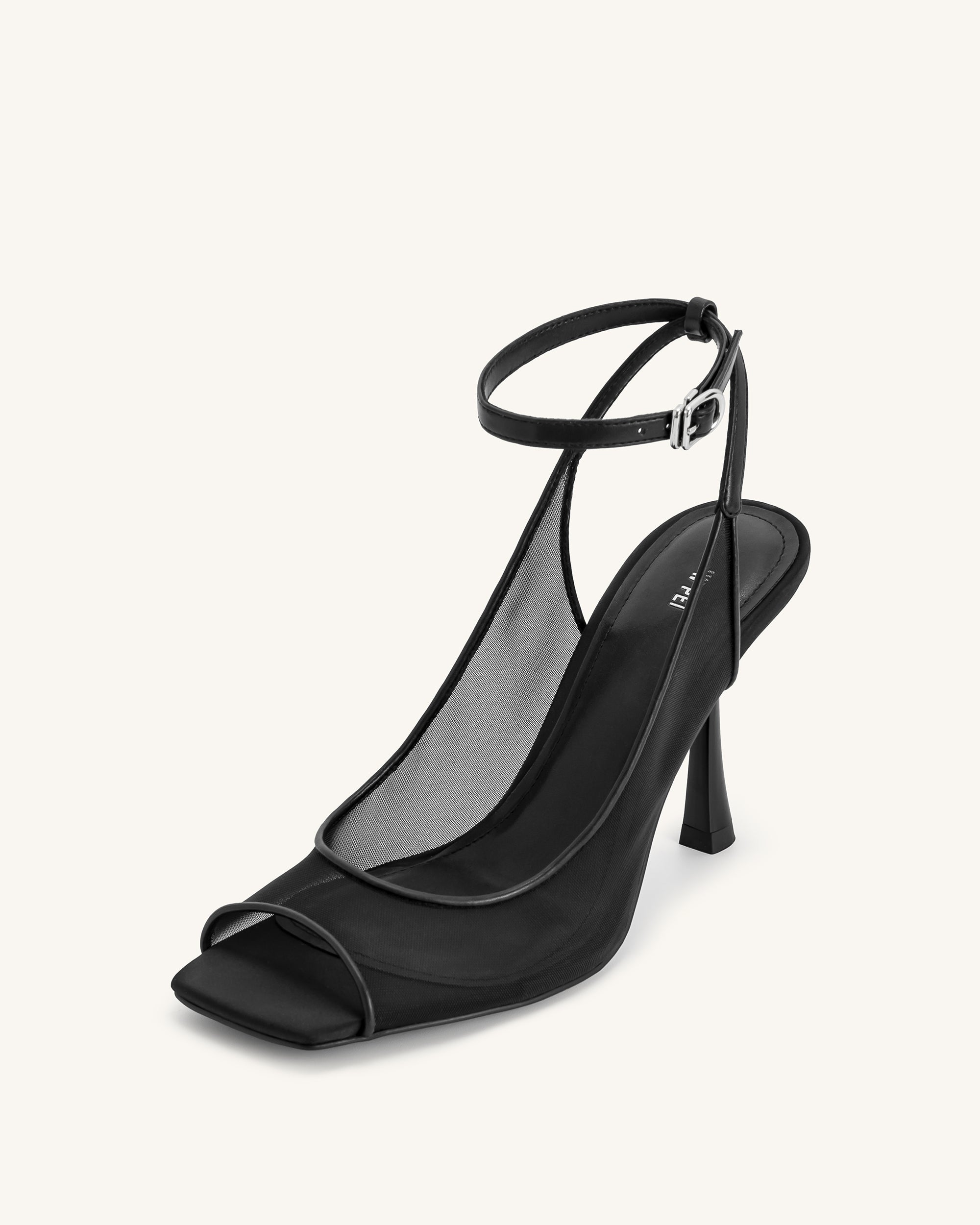 Serenity Mesh Satin Summer Mini Sandals - Black