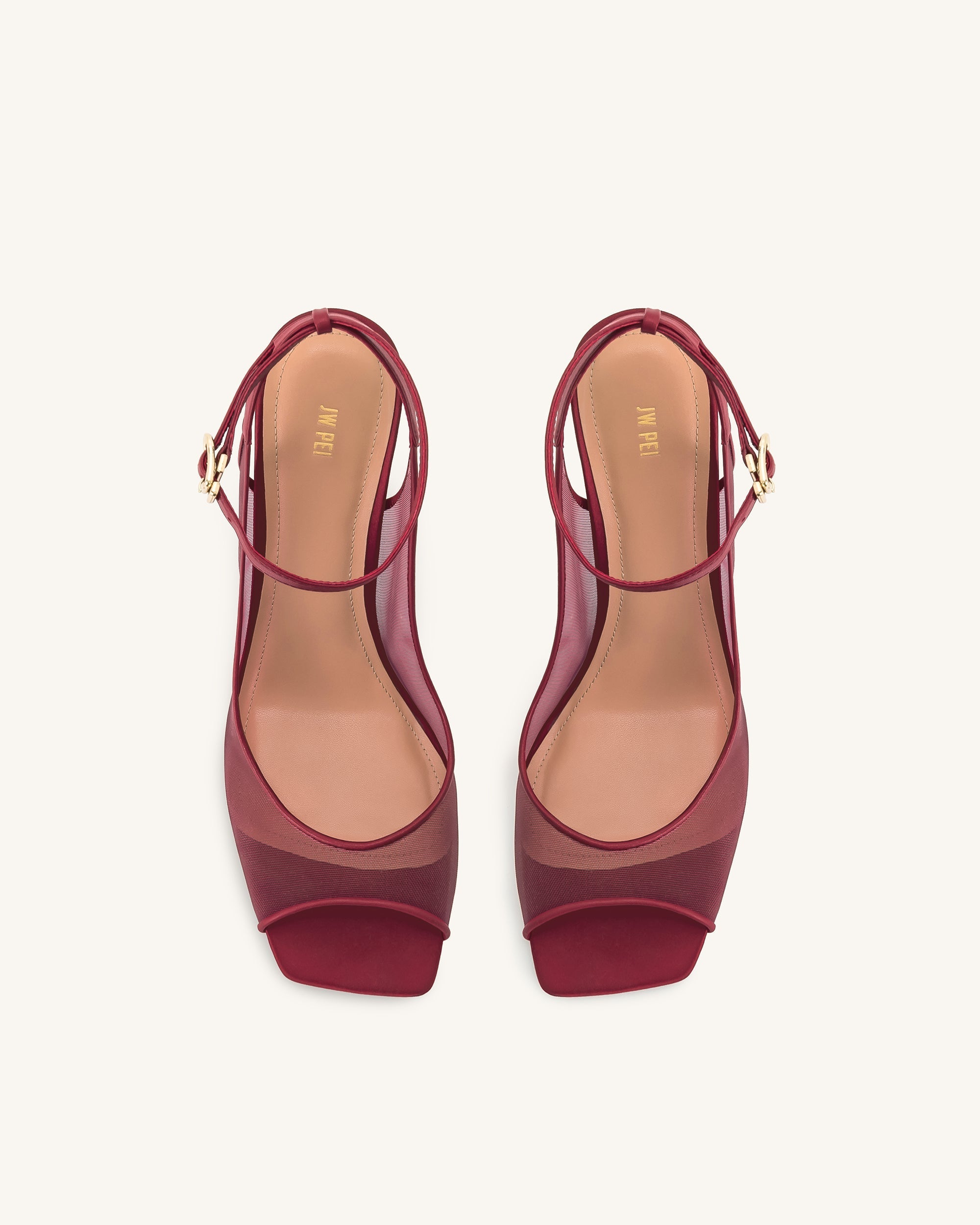 Serenity Mesh Satin Midi Summer Sandals - Burgundy