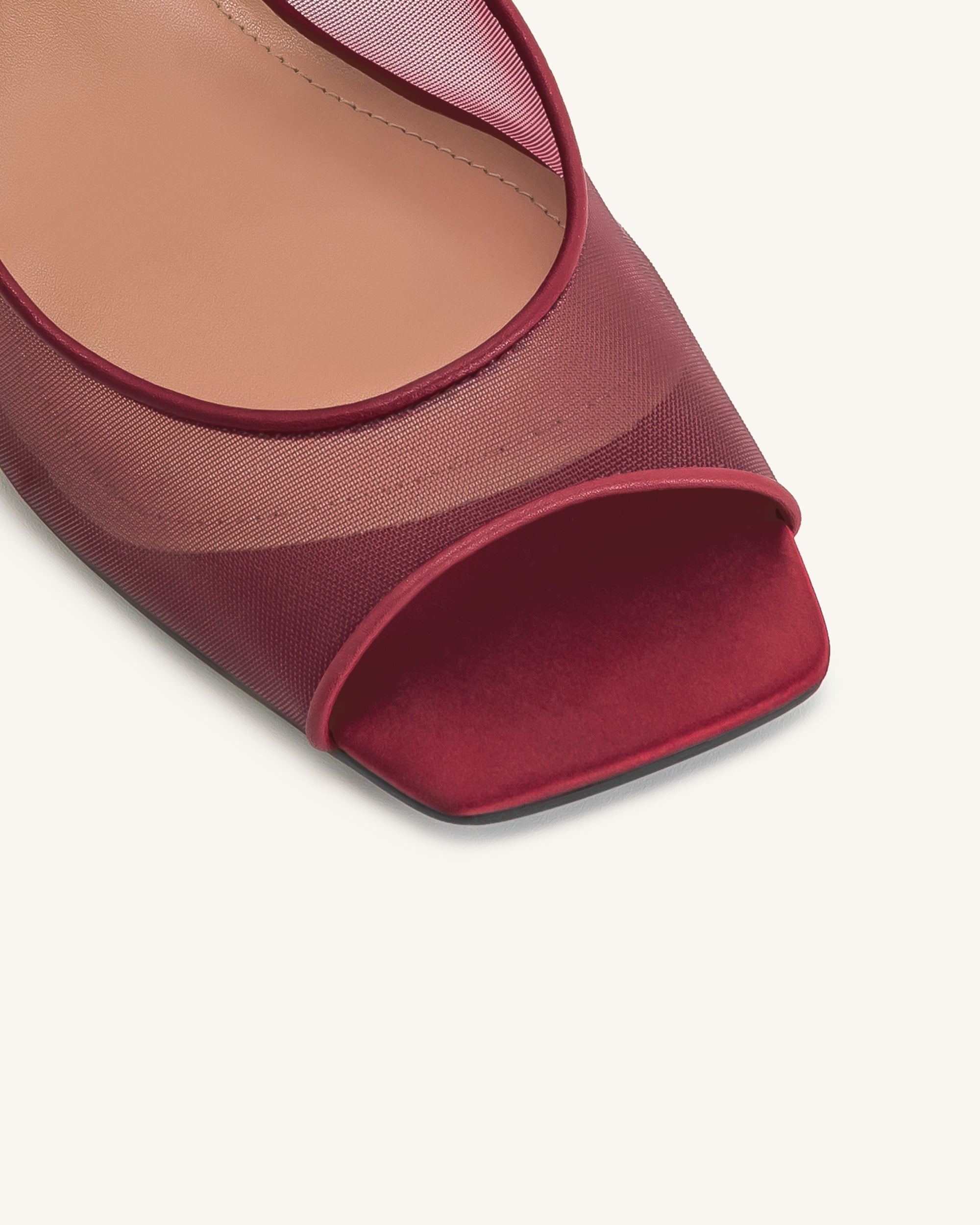 Serenity Mesh Satin Midi Summer Sandals - Burgundy