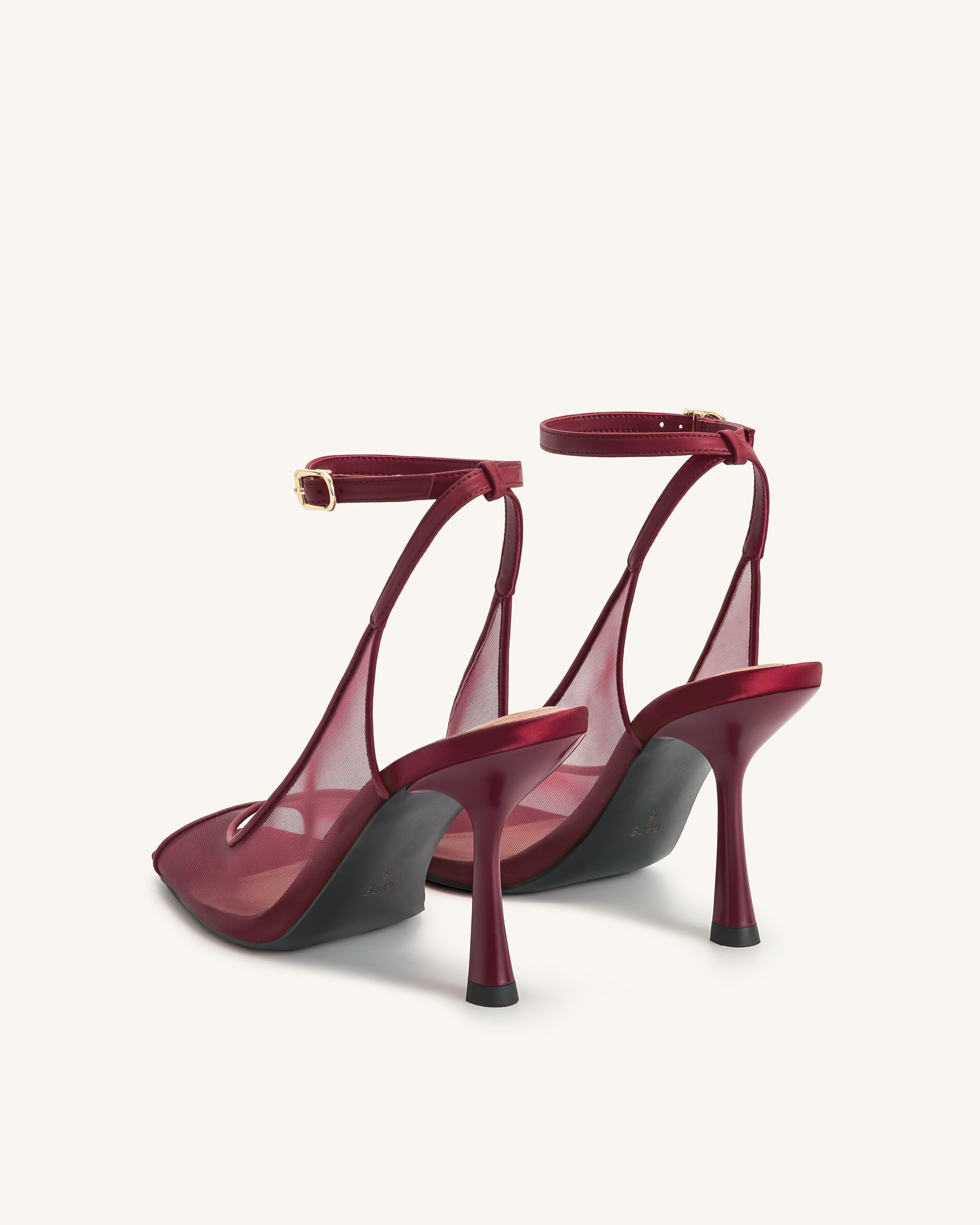 Serenity Mesh Satin Midi Summer Sandals - Burgundy