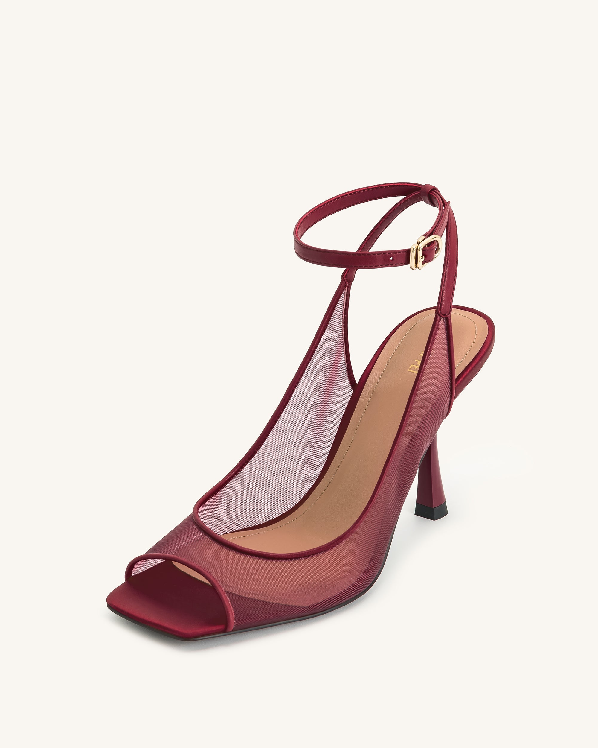 Serenity Mesh Satin Midi Summer Sandals - Burgundy