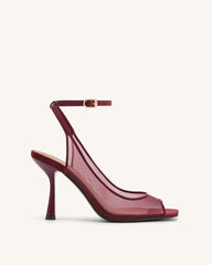 Serenity Mesh Satin Midi Summer Sandals - Burgundy