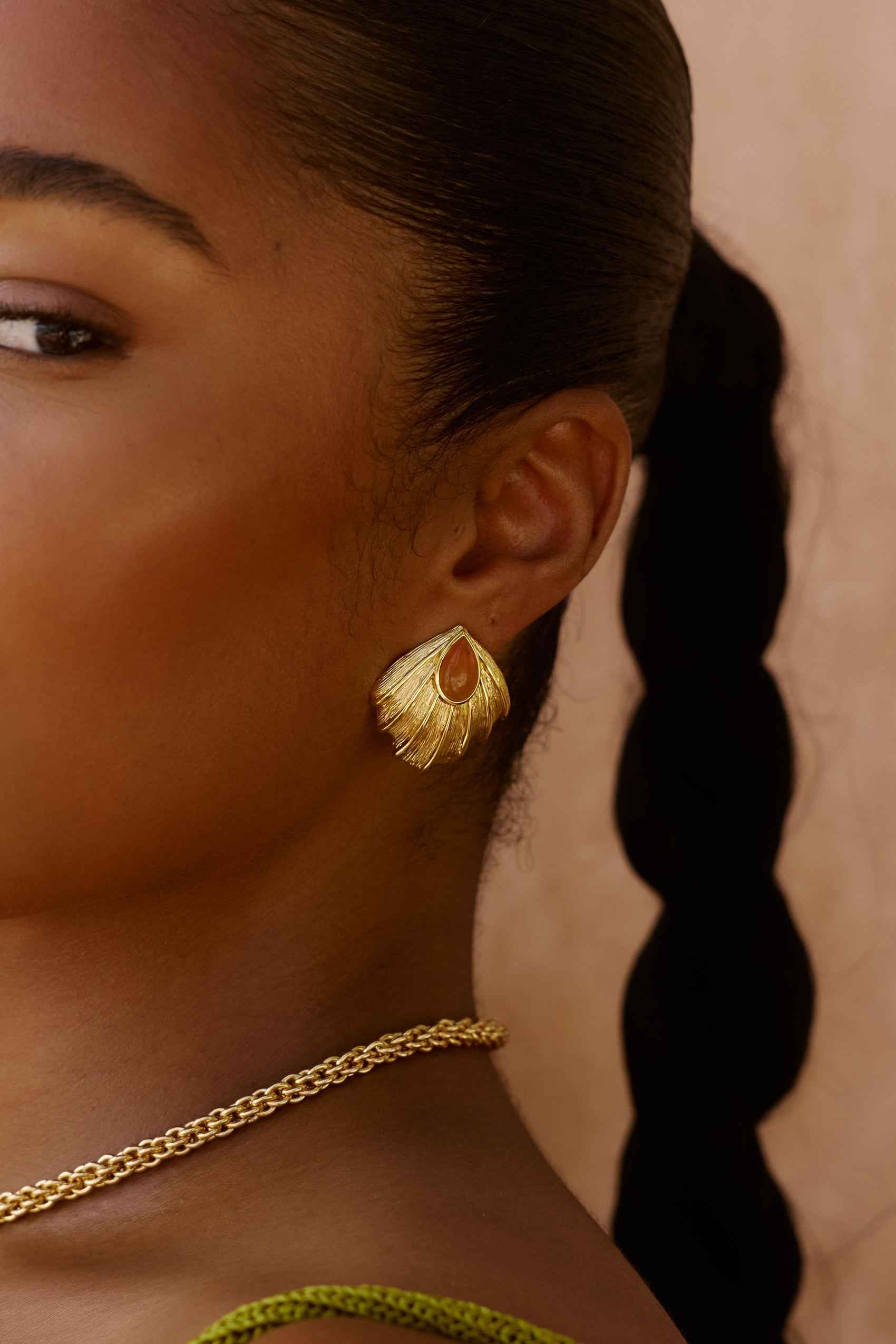 Zahana Earrings in Orange Aventurine