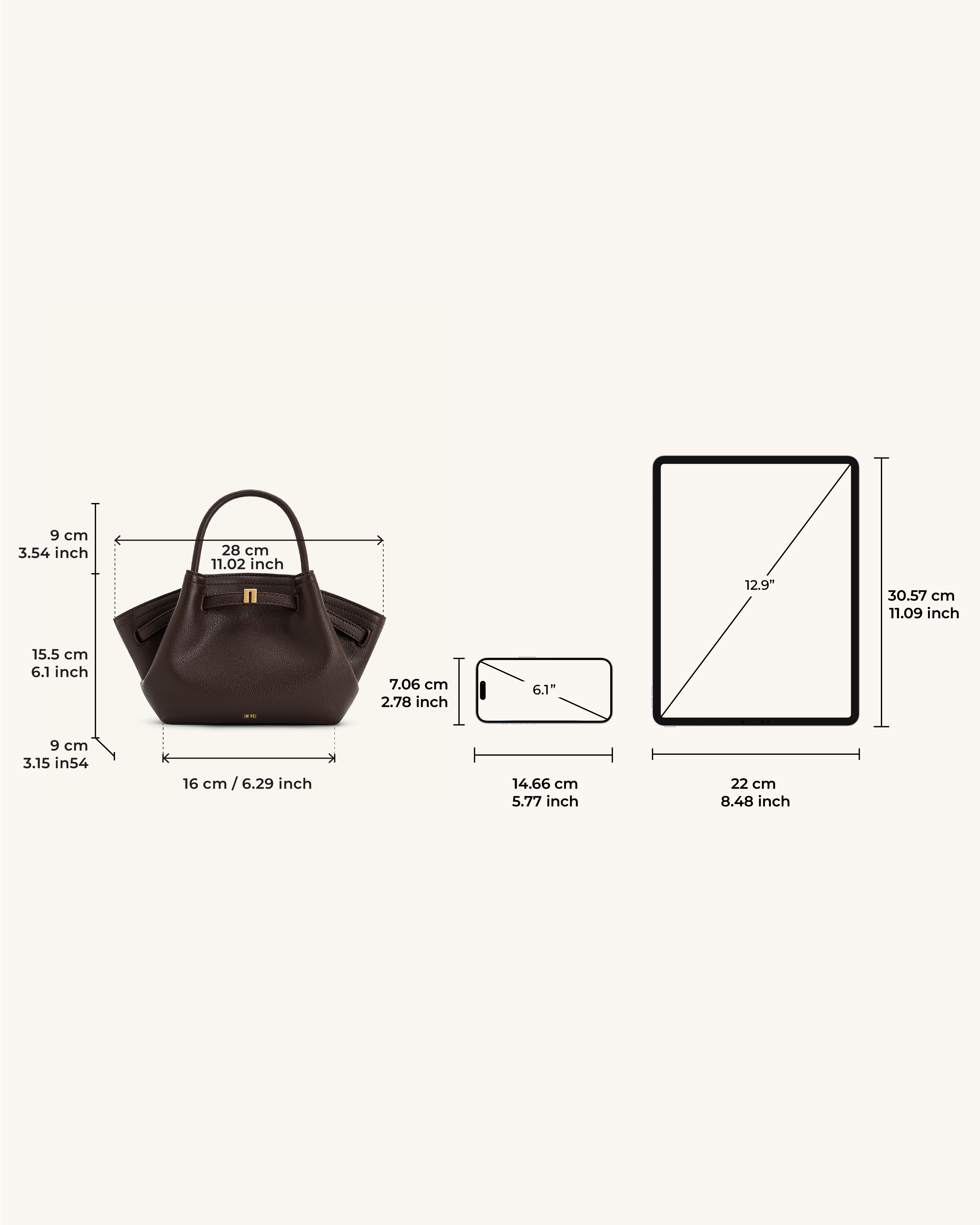 Hana Vegan Leather Mini Crossbody Tote Bag - Dark Brown