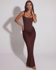 Eleonora Maxi, Satin, Sculpted Bodice, Black-Tie Events
