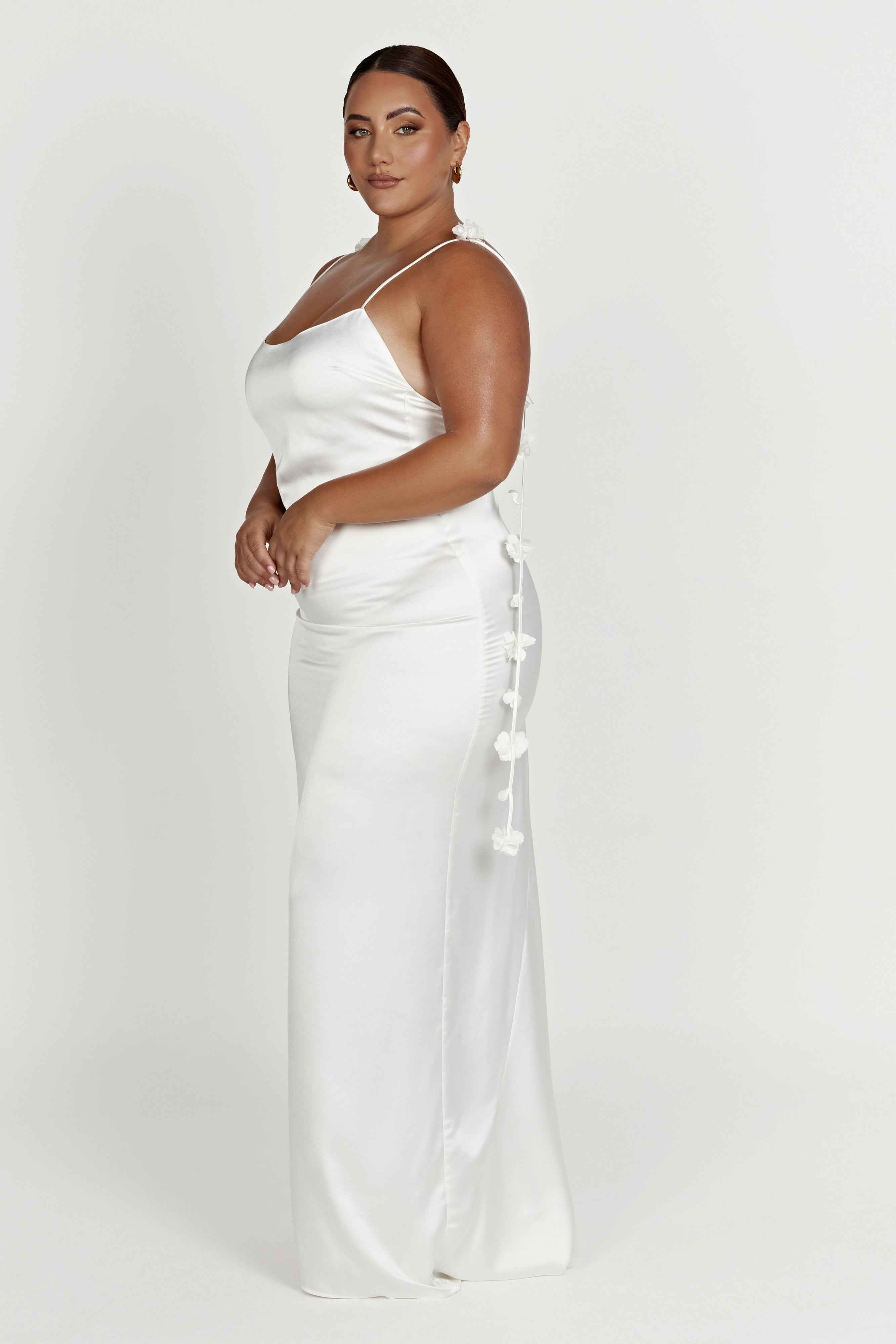 Elenora White Rose Maxi Dress