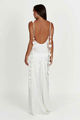Elenora White Rose Maxi Dress