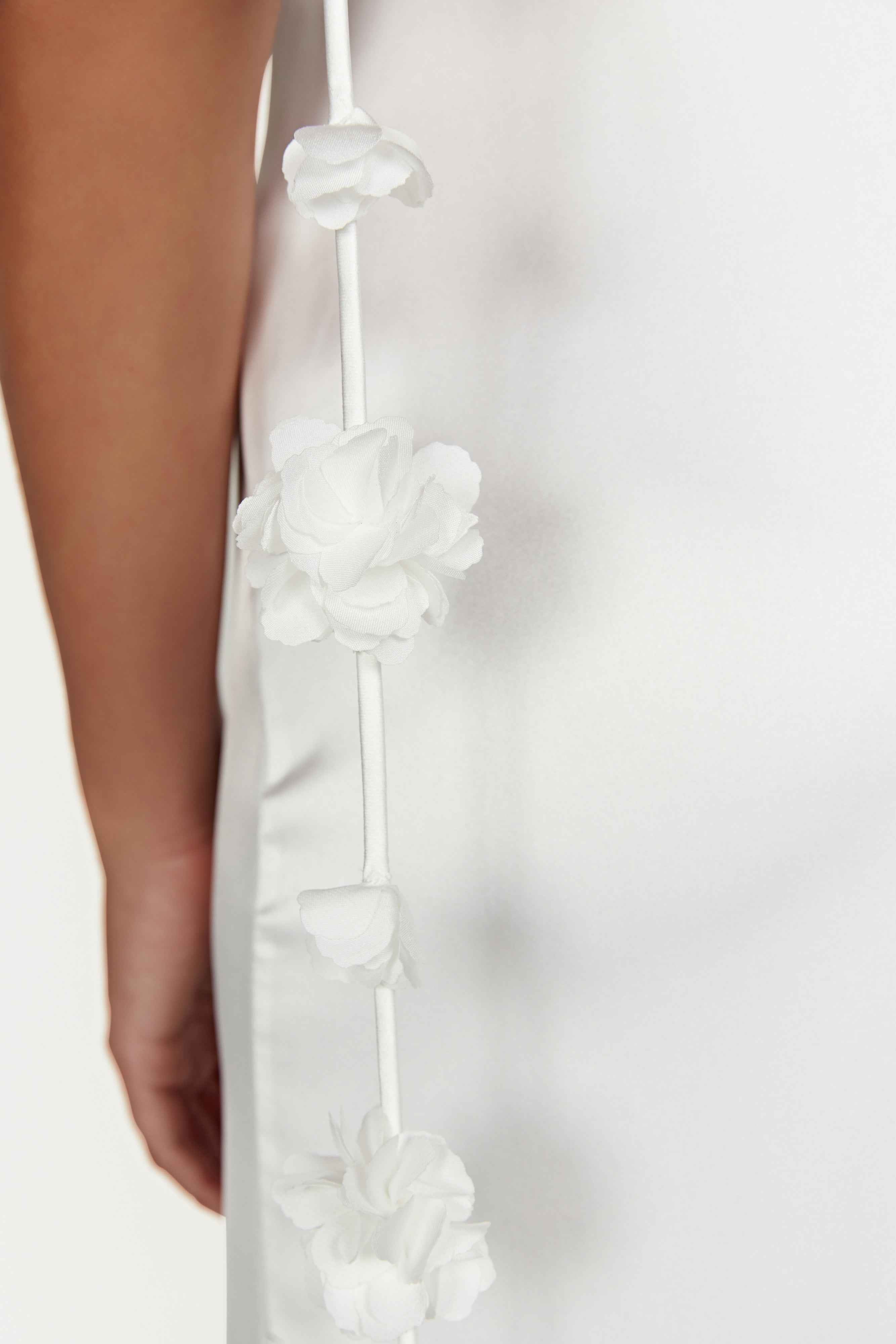 Elenora White Rose Maxi Dress