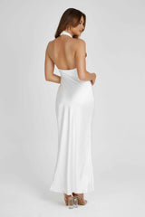 Laura White Satin Halter Gown