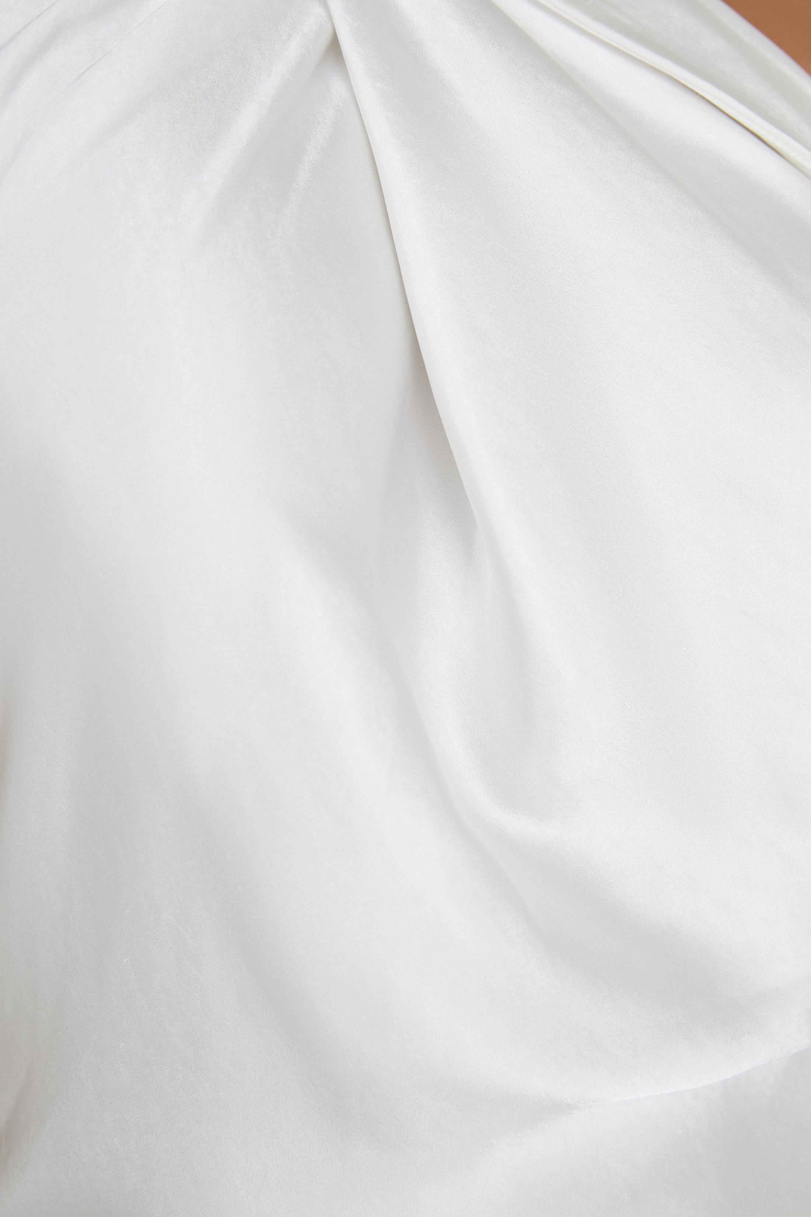 Laura White Satin Halter Gown