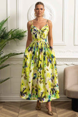 PLEATED FITTED MIDI SUMMER PARTY DRESS