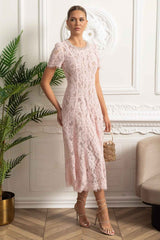 LACE FLORAL MIDI PARTY COCKTAIL DRESS