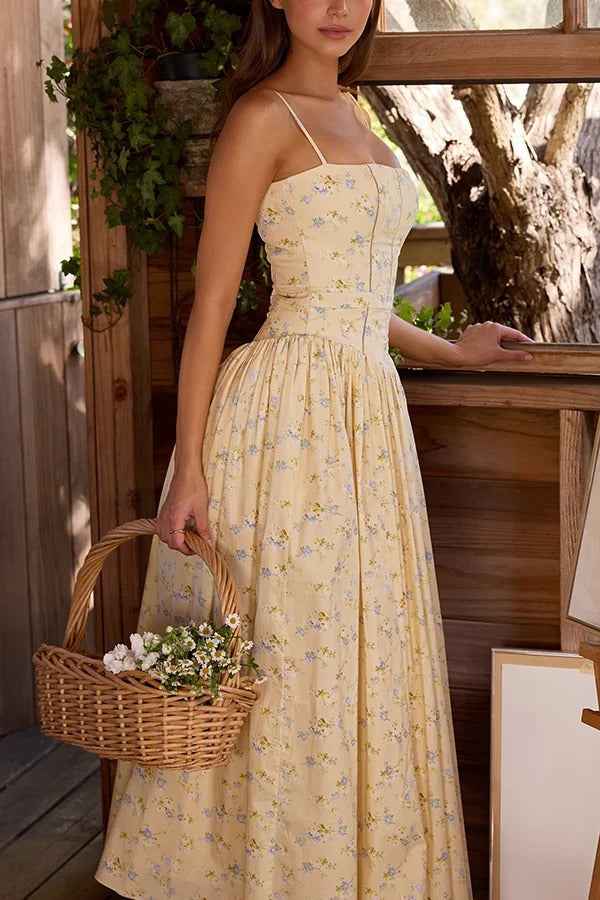 SLEEVELESS FLORAL MIDI VACATION DRESS