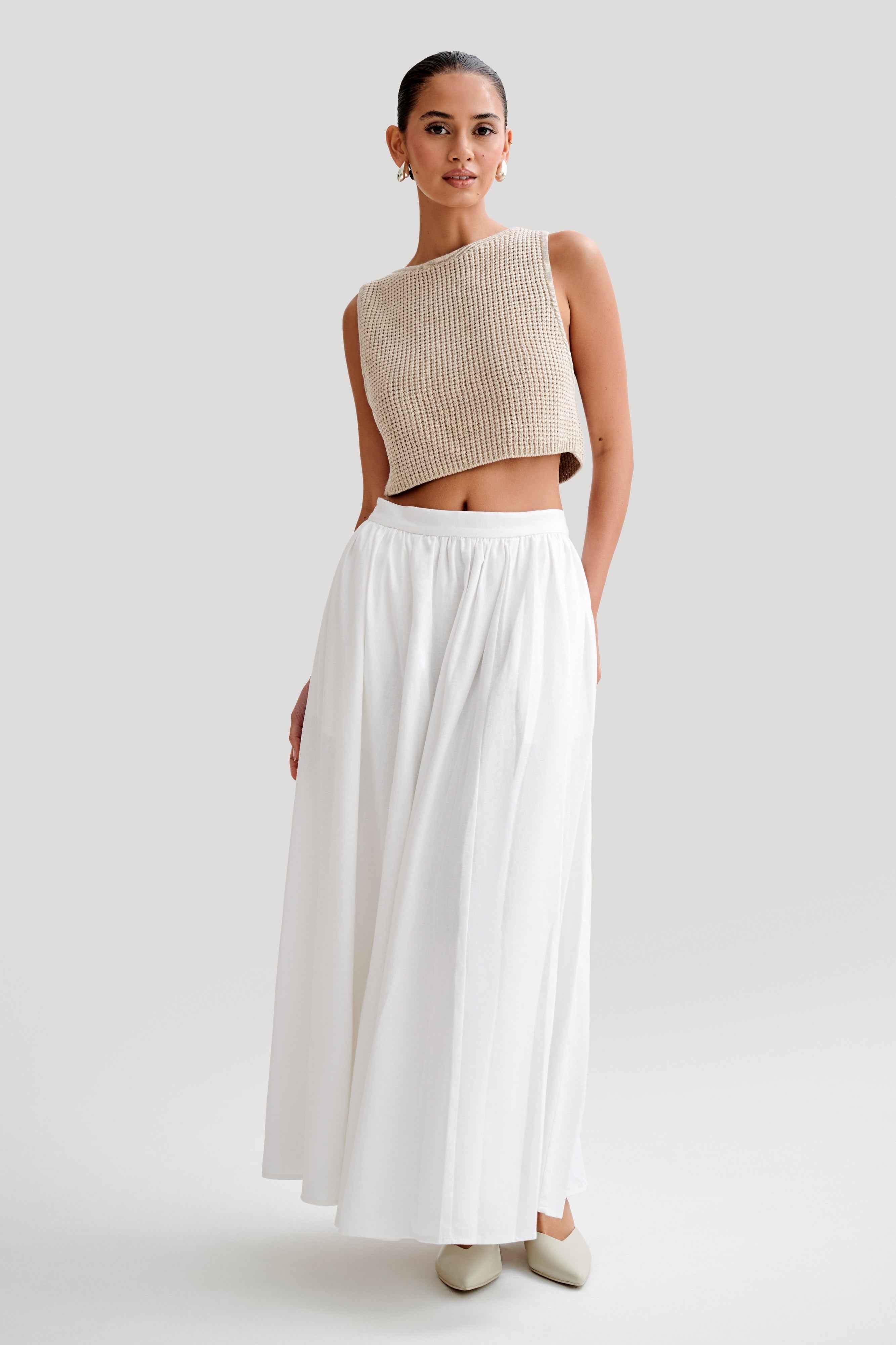 Clarence White Linen Maxi Skirt