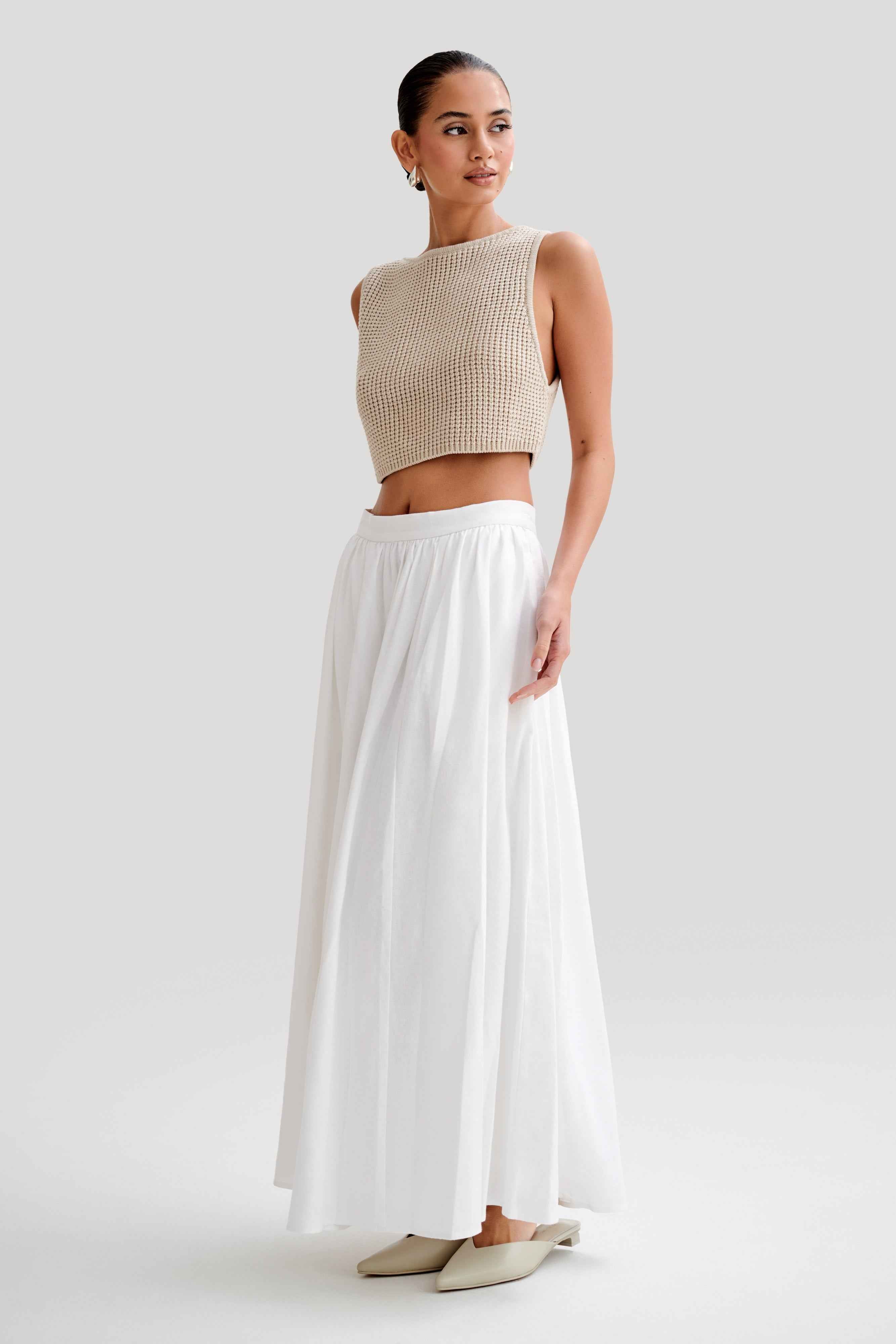 Clarence White Linen Maxi Skirt