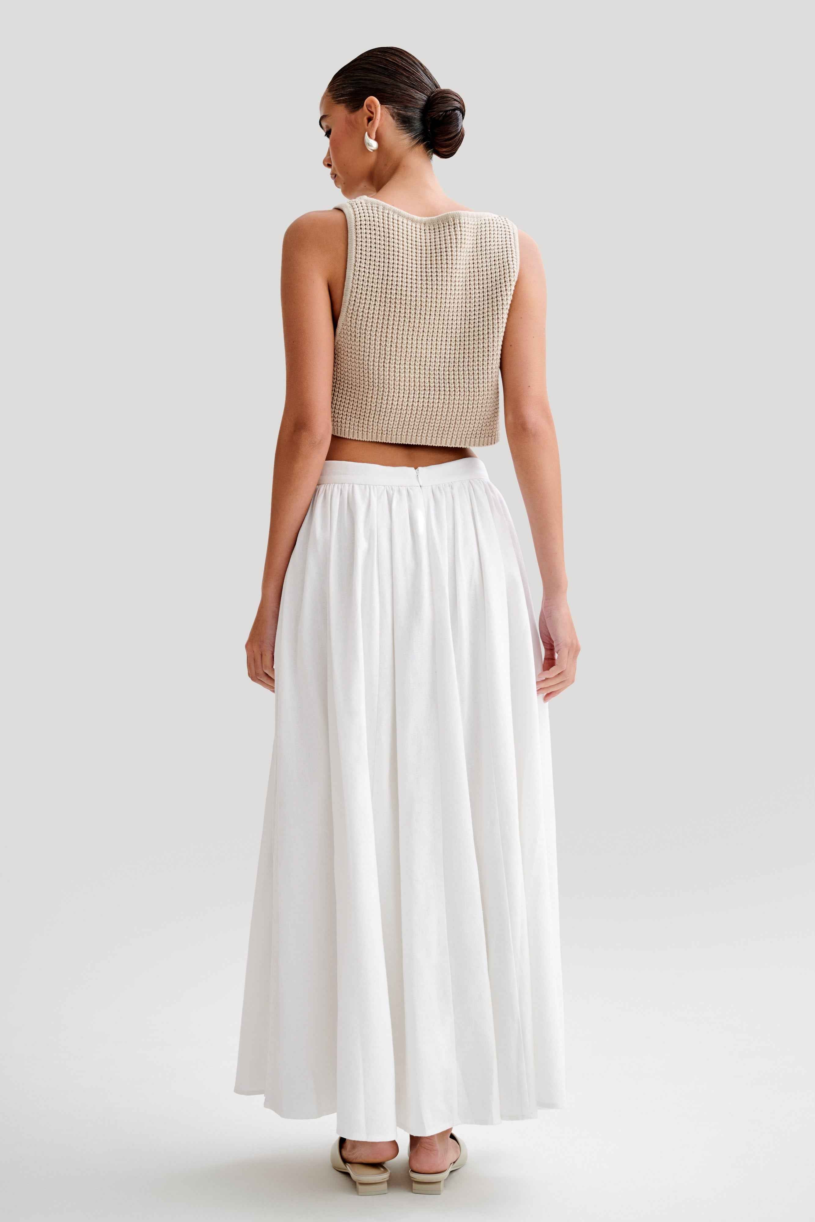 Clarence White Linen Maxi Skirt