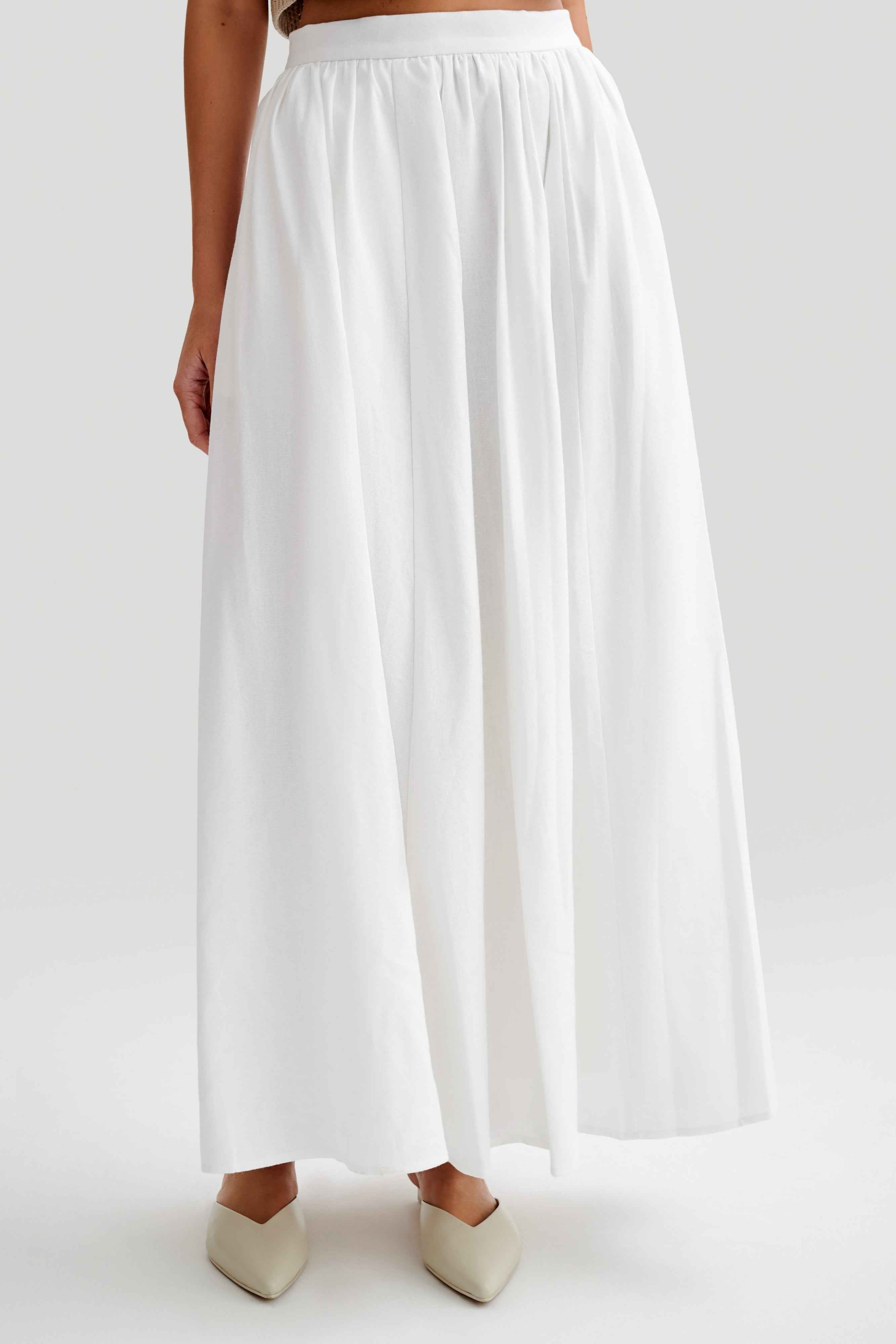 Clarence White Linen Maxi Skirt