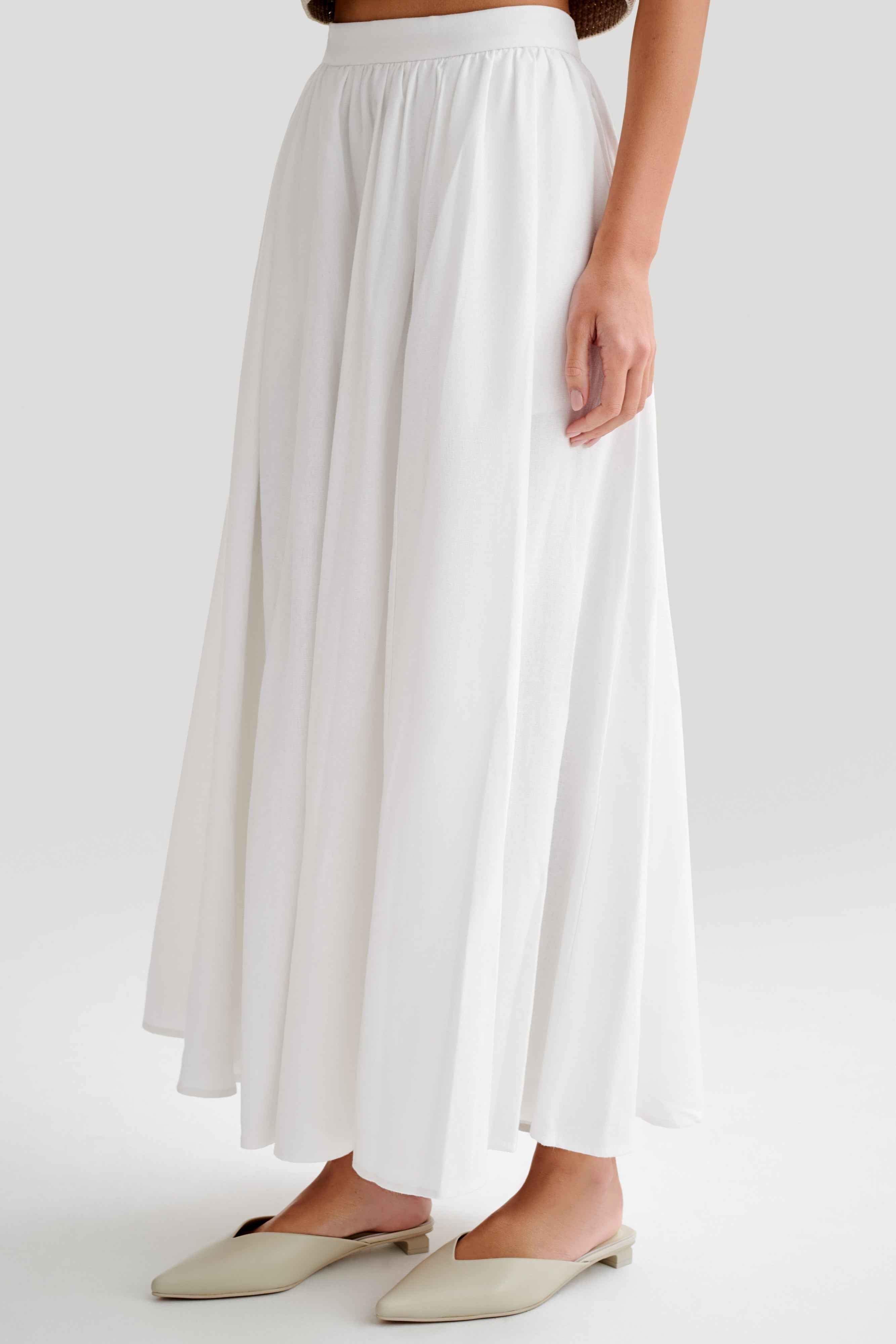 Clarence White Linen Maxi Skirt