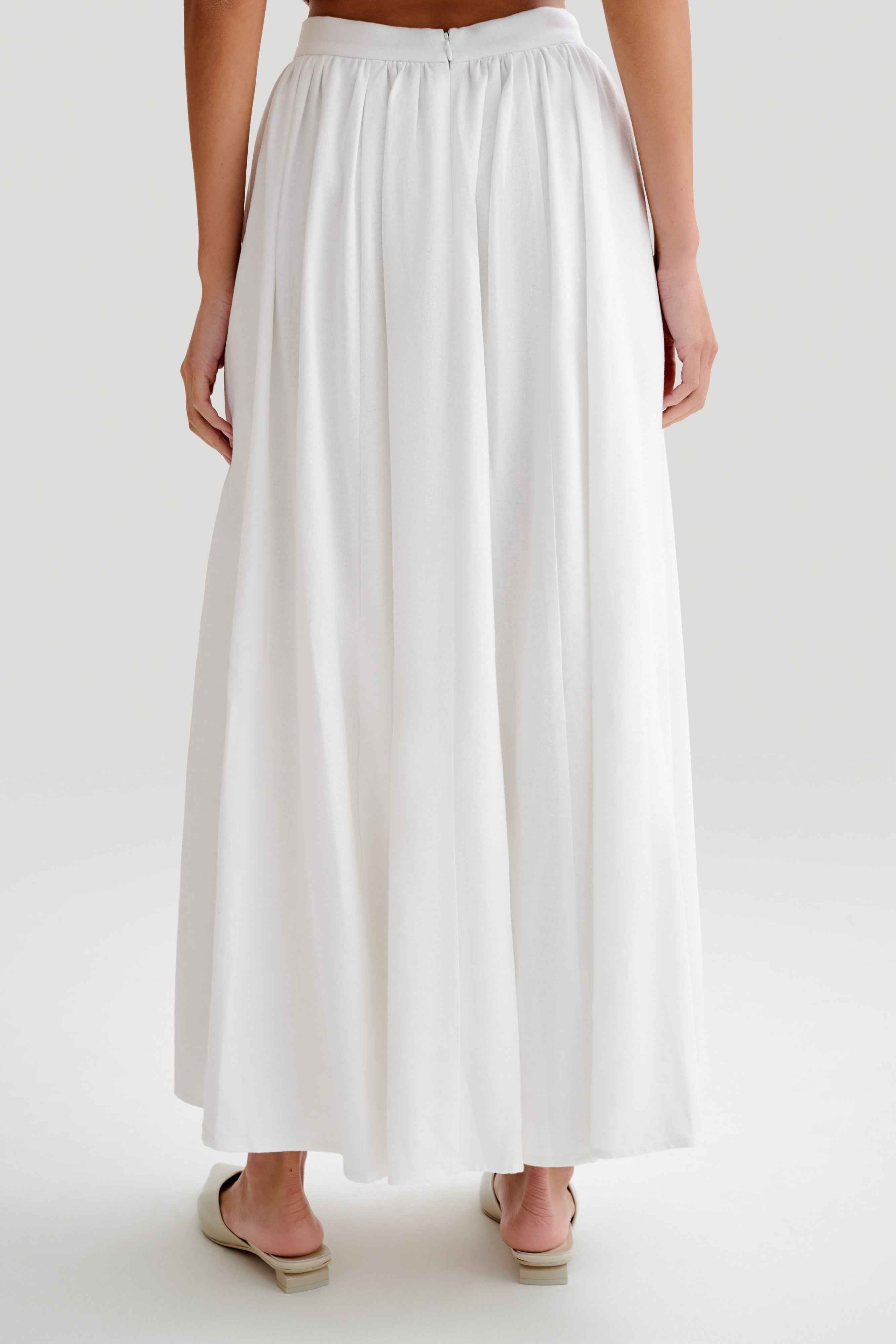 Clarence White Linen Maxi Skirt