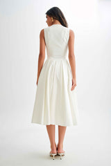 Keely White Cotton Midi Dress