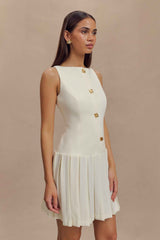 Mackenzie Ivory Pleated Mini Dress