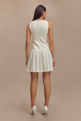 Mackenzie Ivory Pleated Mini Dress