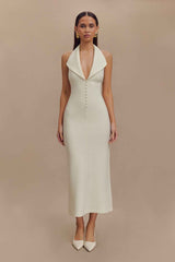 Annita Ivory Crepe Midi Dress