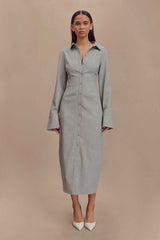 Dorian Charcoal Marle Fitted Shirt Midi Dress
