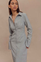 Dorian Charcoal Marle Fitted Shirt Midi Dress