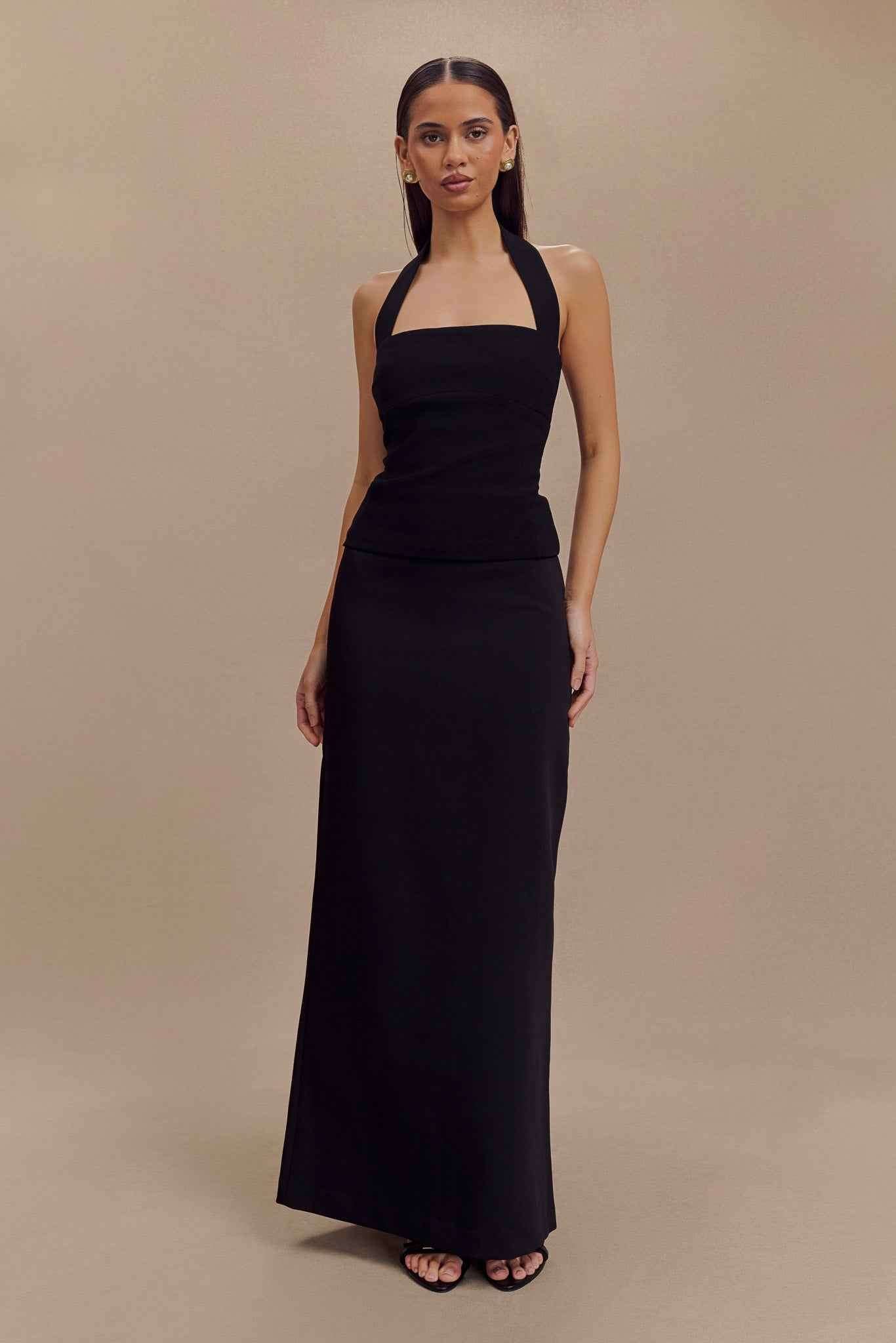Amelita Black Suiting Halter Top