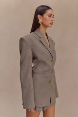 Mila Tan Check Shaped Blazer